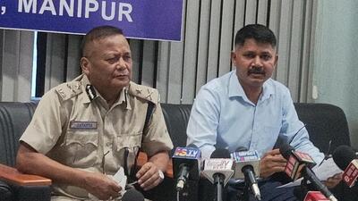 Senior officers of the Manipur police addressed a press conference in Imphal on Saturday. Senior officers of the Manipur police addressed a press conference in Imphal on Saturday.