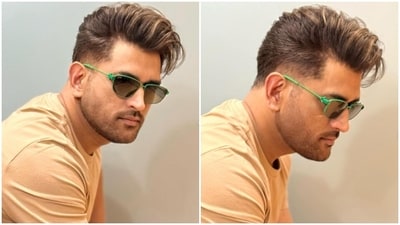 Mahendra Singh Dhoni looked dapper in a stylish look featuring a voluminous top with back brushed look, with trimmed sides. (Instagram/@aalimhakim) Mahendra Singh Dhoni looked dapper in a stylish look featuring a voluminous top with back brushed look, with trimmed sides. (Instagram/@aalimhakim)