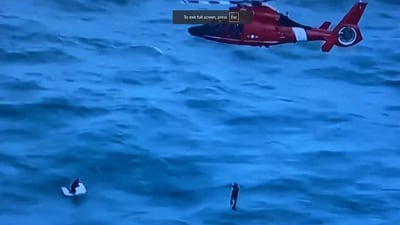 Coast Guard rescues man adrift 30 miles off Florida after Hurricane Milton. (X) Coast Guard rescues man adrift 30 miles off Florida after Hurricane Milton. (X)