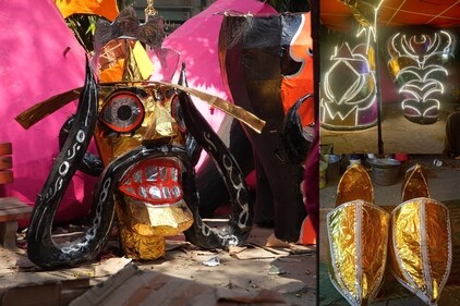 Rawan effigy with LED lights fitted which glows in the dark - Photo: Anurag Mehra Rawan effigy with LED lights fitted which glows in the dark - Photo: Anurag Mehra