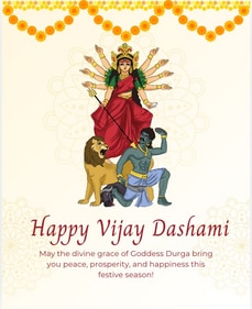 Vijaydashami wishes 2024: May Durga bless your year. Vijaydashami wishes 2024: May Durga bless your year.