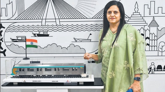 Bhide, Managing Director of the Mumbai Metro Rail Corporation Limited (MMRC), said that, for her, Metro 3 has been the most challenging infrastructure project to date. (Raju Shinde/HT Photo)