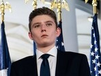Barron Trump stands on the South Lawn of the White House on the fourth day of the Republican National Convention in Washington, Aug. 27, 2020. 