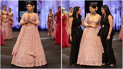 Tara Sutaria turned heads as the showstopper for Varsha & Rittu, donning a gorgeous pastel lehenga. Paired with exquisite jewellery and flawless dewy makeup, she looked absolutely breathtaking, (Instagram) Tara Sutaria turned heads as the showstopper for Varsha & Rittu, donning a gorgeous pastel lehenga. Paired with exquisite jewellery and flawless dewy makeup, she looked absolutely breathtaking, (Instagram)
