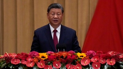 Chinese President Xi Jinping delivers his speech at a dinner marking the 75th anniversary of the founding of the People's Republic of China, at the Great Hall of the People in Beijing, Monday, Sept. 30, 2024. (AP) Chinese President Xi Jinping delivers his speech at a dinner marking the 75th anniversary of the founding of the People's Republic of China, at the Great Hall of the People in Beijing, Monday, Sept. 30, 2024. (AP)