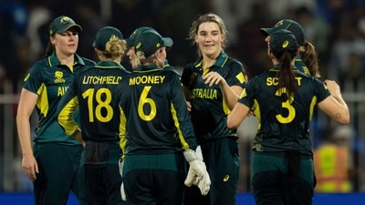 Australia, who topped the group with all four wins, qualified for the semifinals while New Zealand (4 points) need a win against Pakistan on Monday to make it to the last-four stage. (AP) Australia, who topped the group with all four wins, qualified for the semifinals while New Zealand (4 points) need a win against Pakistan on Monday to make it to the last-four stage. (AP)
