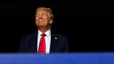 Republican presidential nominee former President Donald Trump arrives for a campaign rally at Grand Sierra Resort and Casino, (AP) Republican presidential nominee former President Donald Trump arrives for a campaign rally at Grand Sierra Resort and Casino, (AP)