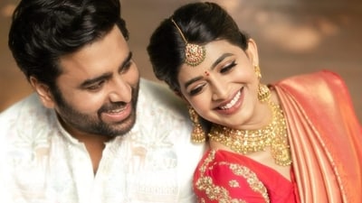Nara Rohit and Siree Leela got engaged in a grand ceremony in Hyderabad on October 13. Nara Rohit and Siree Leela got engaged in a grand ceremony in Hyderabad on October 13.
