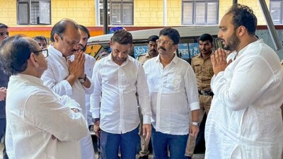 Maharashtra Deputy Chief Minister and NCP leader Ajit Pawar with party leader Baba Siddique's son Zeeshan Siddique at Cooper Hospital, where the mortal remains of Baba Siddique were brought for postmortem. (PTI) Maharashtra Deputy Chief Minister and NCP leader Ajit Pawar with party leader Baba Siddique's son Zeeshan Siddique at Cooper Hospital, where the mortal remains of Baba Siddique were brought for postmortem. (PTI)