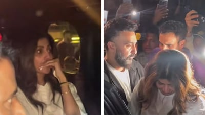Shilpa Shetty struggles to hold back tears upon meeting Baba Siddique's family (Instagram/viralbhayani)