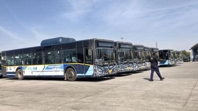 The GMCBL bus depot at Sector 10, where charging capabilities for catering e-buses are being added. (Parveen Kumar/HT Photo)