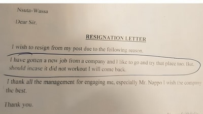 An employee's hilarious resignation letter went viral for its honesty about potentially returning. (Instagram/wallstreetoasis) An employee's hilarious resignation letter went viral for its honesty about potentially returning. (Instagram/wallstreetoasis)
