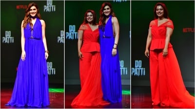 Kajol and Kriti Sanon in stunning outfits at Do Patti trailer launch event. (Instagram) Kajol and Kriti Sanon in stunning outfits at Do Patti trailer launch event. (Instagram)