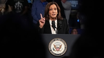 Democratic presidential nominee Vice President Kamala Harris speaks during a campaign event at East Carolina University, Sunday, Oct. 13, 2024, in Greenville, N.C. (AP Photo/David Yeazell) (AP) Democratic presidential nominee Vice President Kamala Harris speaks during a campaign event at East Carolina University, Sunday, Oct. 13, 2024, in Greenville, N.C. (AP Photo/David Yeazell) (AP)