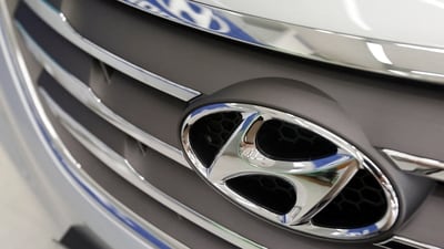 The logo of Hyundai Motor is seen on a car displayed at a Hyundai dealership in Seoul. (Reuters file)