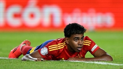 Spain's Lamine Yamal reacts after missing a chance to score. (REUTERS)