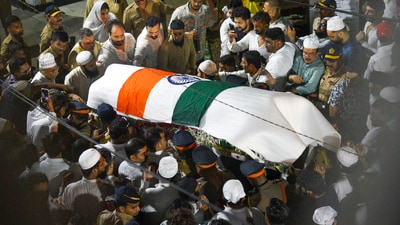 Mumbai: The mortal remains of former Maharashtra minister Baba Siddique. He was laid to rest on Sunday. (PTI) Mumbai: The mortal remains of former Maharashtra minister Baba Siddique. He was laid to rest on Sunday. (PTI)