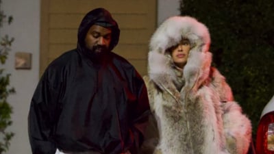 Bianca Censori goes pantless under a massive fur coat after leaving a Los Angeles movie theater with husband, Kanye West. (Instagram) Bianca Censori goes pantless under a massive fur coat after leaving a Los Angeles movie theater with husband, Kanye West. (Instagram)