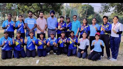The girls of Ramgarhia Girls College with their medals in Ludhiana on Monday. (HT Photo) The girls of Ramgarhia Girls College with their medals in Ludhiana on Monday. (HT Photo)