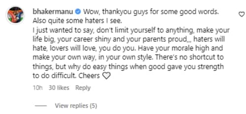 Manu Bhaker responded to her trolls. Manu Bhaker responded to her trolls.