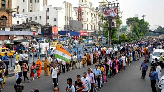Activists and medical professionals protest to condemn the rape and murder of a junior doctor, demanding government to provide better security measures for women doctors, in Kolkata on Monday. (AFP)