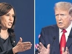 Kamala Harris, speaks during a debate in Salt Lake City, left, and  Donald Trump speaks during a debate, June 27, 2024, in Atlanta. (AP)