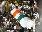 Mumbai: The mortal remains of former Maharashtra minister Baba Siddique. He was laid to rest on Sunday. Mumbai: The mortal remains of former Maharashtra minister Baba Siddique. He was laid to rest on Sunday.