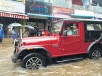 Tamil Nadu chief minister MK Stalin inspects a waterlogged area amid rain, at Pattalam in Chennai on Tuesday. (PTI) Tamil Nadu chief minister MK Stalin inspects a waterlogged area amid rain, at Pattalam in Chennai on Tuesday. (PTI)