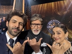 Kartik Aaryan, Amitabh Bachchan, and Vidya Balan promote Bhool Bhulaiyaa 3 on Kaun Banega Crorepati 16