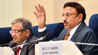 Chief Election Commissioner Rajiv Kumar addresses a press conference on Maharashtra and Jharkhand assembly elections. (ANI) Chief Election Commissioner Rajiv Kumar addresses a press conference on Maharashtra and Jharkhand assembly elections. (ANI)