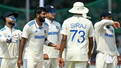 India's Jasprit Bumrah (2L) celebrates with teammates (AFP) India's Jasprit Bumrah (2L) celebrates with teammates (AFP)