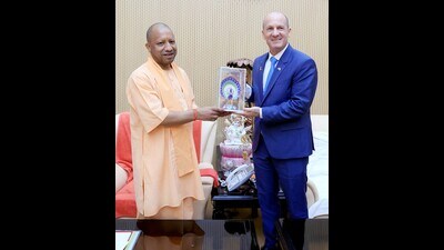 Israel’s ambassador to India Reuven Azar met Uttar Pradesh chief minister Yogi Adityanath on Tuesday to discuss increasing the availability of the state’s skilled manpower in Israel. (Sourced)