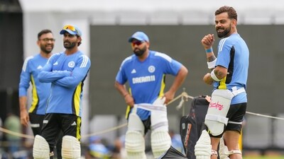 Bengaluru: Indian Captain Rohit Sharma, Virat Kohli and Ravindra Jadeja during a training session ahead of the first cricket test match between India and New Zealand at M. Chinnaswamy Stadium. (PTI) Bengaluru: Indian Captain Rohit Sharma, Virat Kohli and Ravindra Jadeja during a training session ahead of the first cricket test match between India and New Zealand at M. Chinnaswamy Stadium. (PTI)
