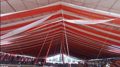 Preparations for Haryana government's swearing-in ceremony to be held at Dussehra ground underway in Panchkula. (Sant Arora/HT) Preparations for Haryana government's swearing-in ceremony to be held at Dussehra ground underway in Panchkula. (Sant Arora/HT)