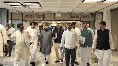 Several opposition MPs, including Congress’s Gaurav Gogoi, DMK’s A Raja, and AIMIM’s Asaduddin Owaisi, walked out of the meeting of the joint committee on the Waqf Bill on Tuesday. (PTI) Several opposition MPs, including Congress’s Gaurav Gogoi, DMK’s A Raja, and AIMIM’s Asaduddin Owaisi, walked out of the meeting of the joint committee on the Waqf Bill on Tuesday. (PTI)