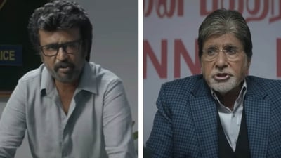 Rajinikanth and Amitabh Bachchan in Vettaiyan.