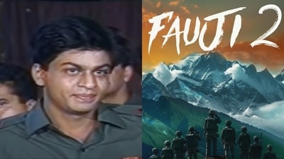 Shah Rukh Khan in a still from the 1989 show; Fauji 2 poster shared by Sandeep Singh. Shah Rukh Khan in a still from the 1989 show; Fauji 2 poster shared by Sandeep Singh.