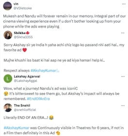 Twitter reactions to Akshay Kumar and Nandu's ad being discontinued Twitter reactions to Akshay Kumar and Nandu's ad being discontinued