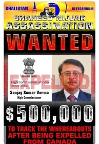 SFJ put up this poster after India's decision to recall High Commissioner Sanjay Verma and some other diplomats. SFJ put up this poster after India's decision to recall High Commissioner Sanjay Verma and some other diplomats.