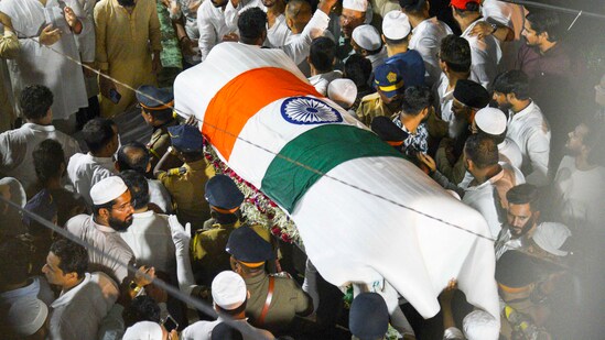 Mumbai: The mortal remains of former Maharashtra minister Baba Siddique. He was laid to rest on Sunday. (PTI file photo)