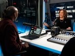 Democratic presidential nominee Vice President Kamala Harris, participates in an interview with Charlamagne Tha God, co-host of iHeartMedia's morning show The Breakfast Club, in Detroit, Tuesday, Oct. 15, 2024. 