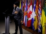 Canada's New Democratic Party leader Jagmeet Singh takes part in a press conference about India-linked criminal activity occurring in Canada, in Ottawa, Ontario, Canada October 15, 2024. REUTERS/Blair Gable