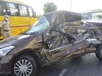 The accident took place on May 12, 2020, during the Covid-19 lockdown, at around 5.15 pm, when the accused, 19-year-old Shourya Jain crashed the Maruti Suzuki Ciaz he was driving into a stationary bus at B D Somani Chowk at Marine Drive. (Anshuman Poyrekar/HT Photo)