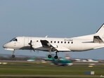 Operated by Loganair, this short flight connects the Orkney islands of Westray and Papa Westray in Scotland. Operated by Loganair, this short flight connects the Orkney islands of Westray and Papa Westray in Scotland.