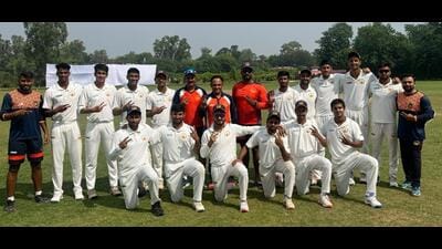 Chandigarh team after their win at the Col CK Nayudu Trophy on Wednesday. (HT Photo)