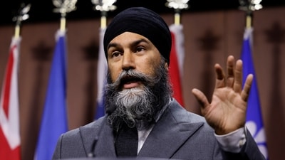 Canada's New Democratic Party leader Jagmeet Singh takes part in a press conference about India-linked criminal activity occurring in Canada, in Ottawa, Ontario, Canada. (REUTERS)