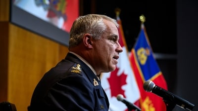 RCMP Commissioner Mike Duheme participates in a news conference at RCMP National Headquarters in Ottawa, Ontaio, Monday, Oct. 14, 2024. (AP) RCMP Commissioner Mike Duheme participates in a news conference at RCMP National Headquarters in Ottawa, Ontaio, Monday, Oct. 14, 2024. (AP)