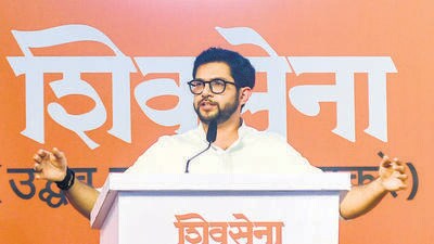 Mumbai: Shiv Sena (UBT) leader Aaditya Thackeray addresses the party’s annual ‘Dussehra rally’ on the occasion of the Vijayadashami festival, at Shivaji Park, in Mumbai, Saturday, Oct. 12, 2024. (PTI Photo) (PTI10_12_2024_000418A) (PTI) Mumbai: Shiv Sena (UBT) leader Aaditya Thackeray addresses the party’s annual ‘Dussehra rally’ on the occasion of the Vijayadashami festival, at Shivaji Park, in Mumbai, Saturday, Oct. 12, 2024. (PTI Photo) (PTI10_12_2024_000418A) (PTI)