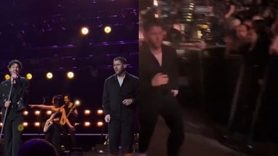 Nick Jonas ran off the stage during the Jonas Brothers' Prague show. Nick Jonas ran off the stage during the Jonas Brothers' Prague show.