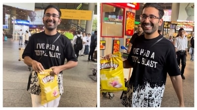 Orry carried a realistic potato chips packet-looking handbag. Orry carried a realistic potato chips packet-looking handbag.